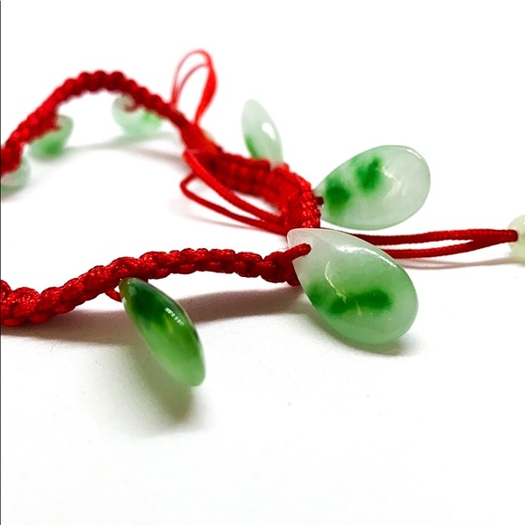 NWT Natural Tear Drop 翡翠 Jade Stone Bracelet - Picture 3 of 7
